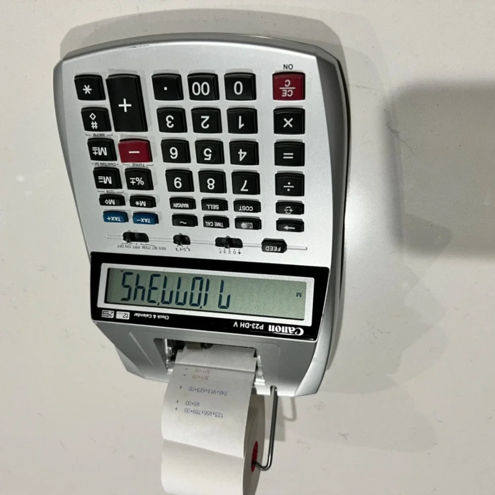 Canon P23-DH V Printing Calculator 12 Digit 2 Color Ink Business Tax Silver